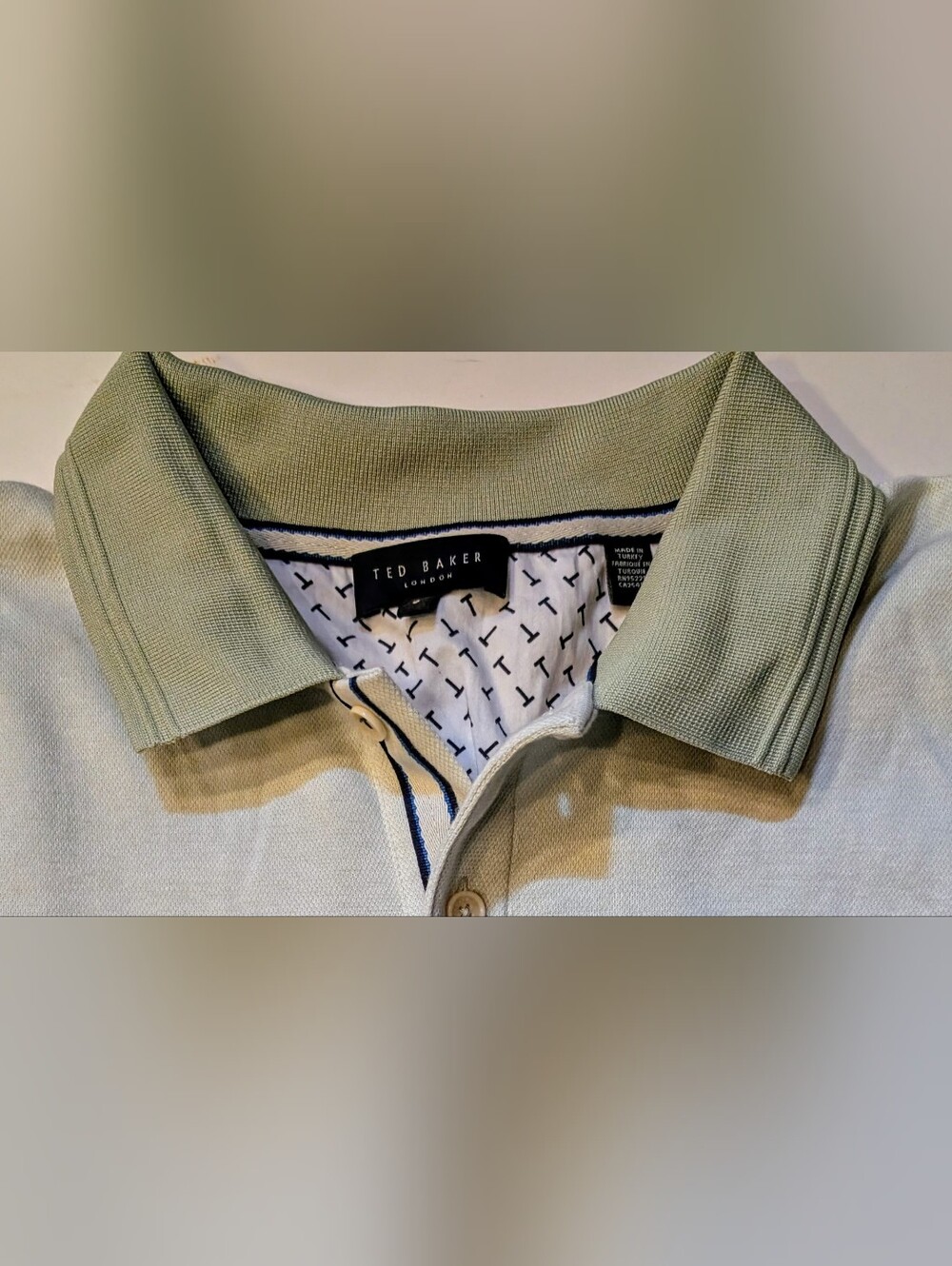 Ted Baker London Cotton Polo Shirtens XXL Size 6 Celery Green 80-20 Cotton Poly